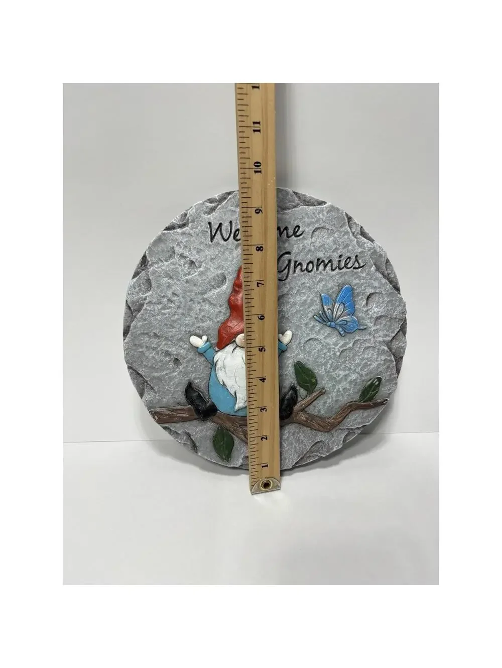 WELCOME GNOMIES Garden Step Stone Lawn Pathway Decor Cute Gnome Yard Accent